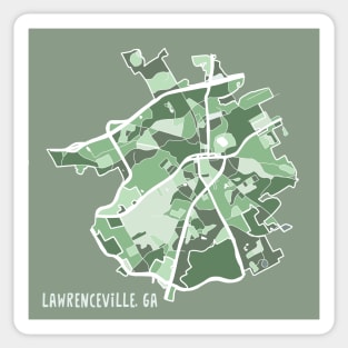 Lawrenceville, GA Map in Gray Greens Sticker